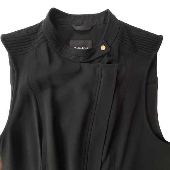 ARITZIA BABATON Redford Moto Vest Black Drapey Crepe Sleeveless Biker Vest SZ 6 - Picture 3 of 16